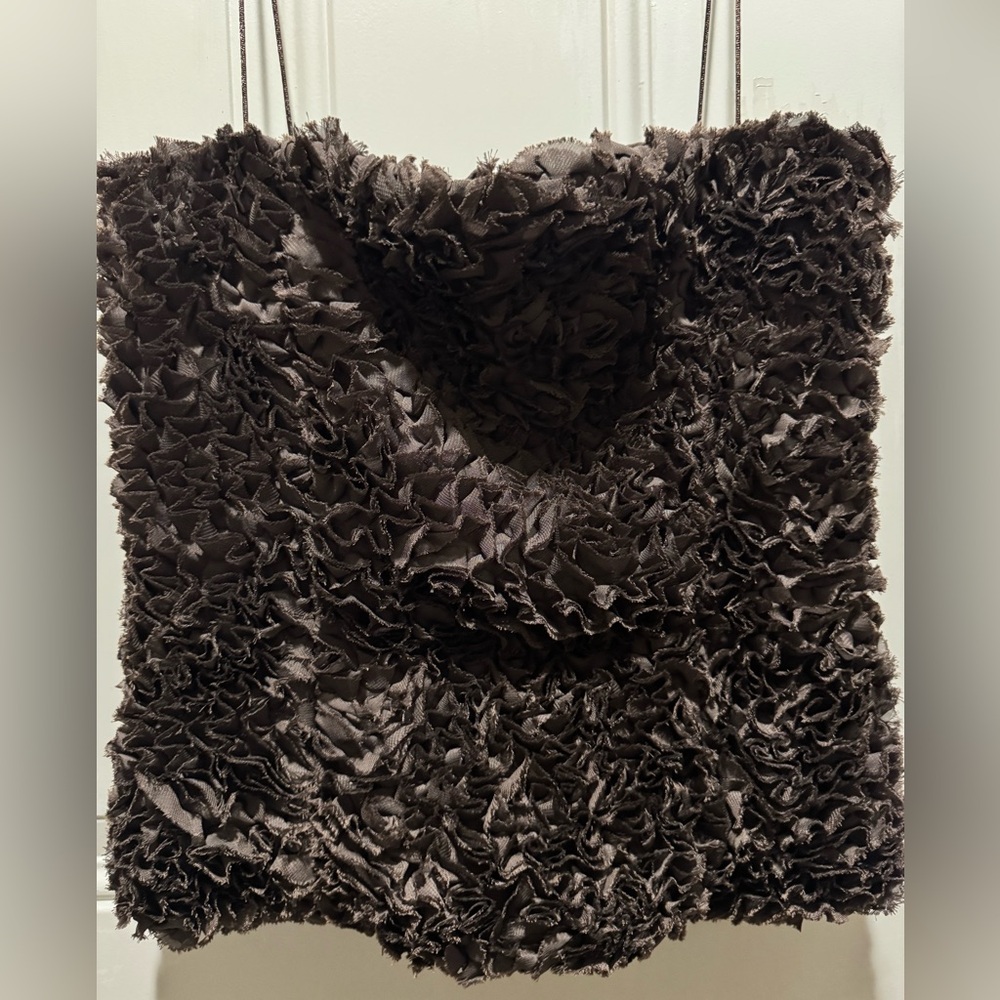 Zara Ruffled Brown Tank Top